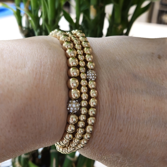 ANNE KLEIN Bracelets Gold-Tone Beaded Stretch 3- Pc Set - Picture 8 of 8